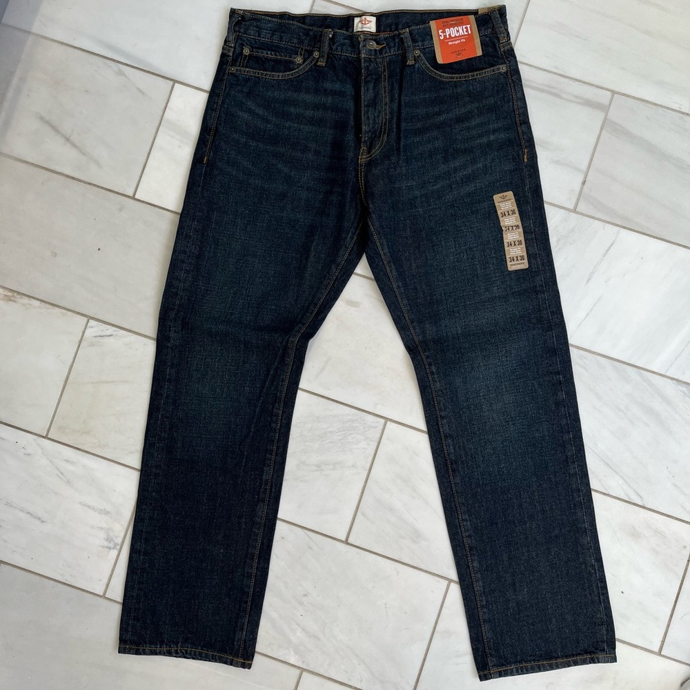 Dockers five pocket straight fit dark wash denim, 34 x30